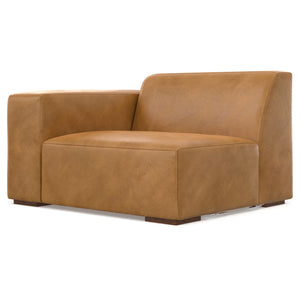 HomeRoots 44" Sienna Leather Modular Sofa - Luxurious Comfort with Brown Legs for Modern Living Spaces 641033