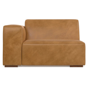 HomeRoots 44" Sienna Leather Modular Sofa - Luxurious Comfort with Brown Legs for Modern Living Spaces 641033