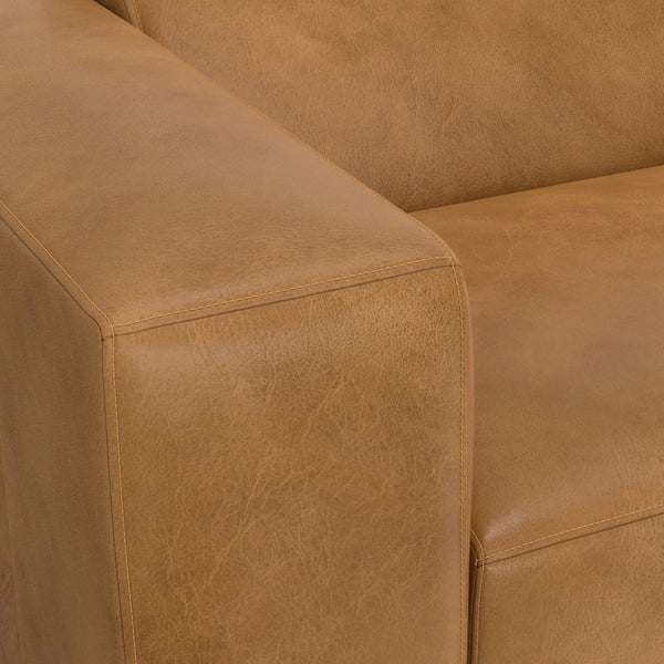 HomeRoots 44" Sienna Leather Modular Sofa - Luxurious Comfort with Brown Legs for Modern Living Spaces 641033