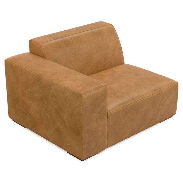 HomeRoots 44" Sienna Leather Modular Sofa - Luxurious Comfort with Brown Legs for Modern Living Spaces 641033