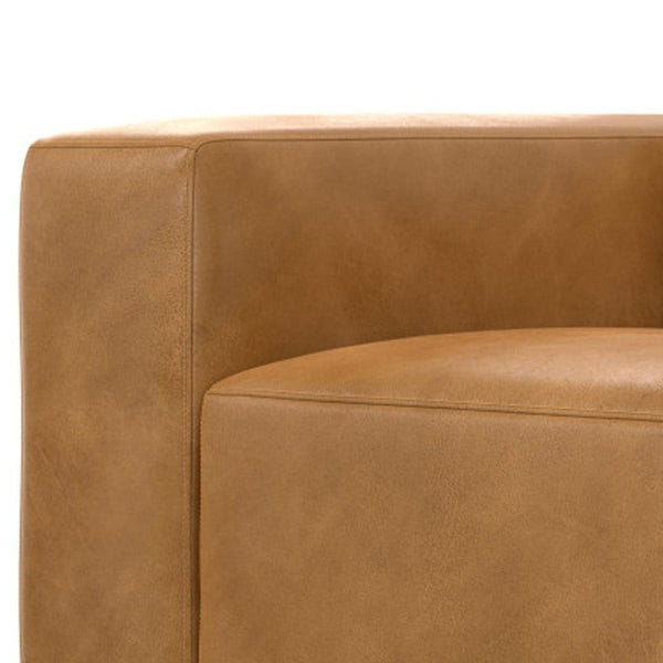HomeRoots 44" Sienna Leather Modular Sofa - Luxurious Comfort with Brown Legs for Modern Living Spaces 641033