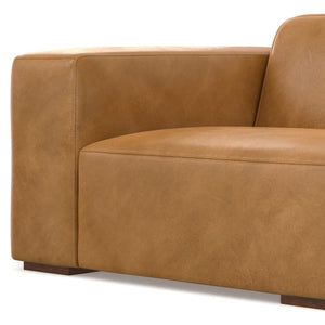 HomeRoots 44" Sienna Leather Modular Sofa - Luxurious Comfort with Brown Legs for Modern Living Spaces 641033