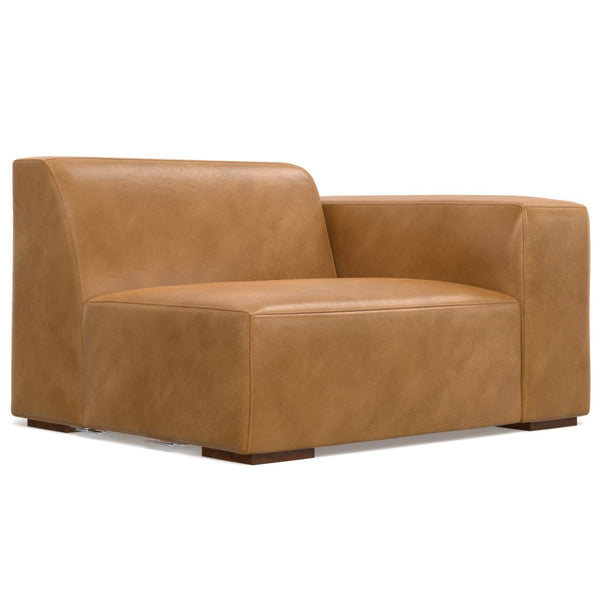 HomeRoots 44" Sienna Leather Modular Sofa - Stylish, Contemporary Comfort with Brown Legs for Modern Living Spaces 641034