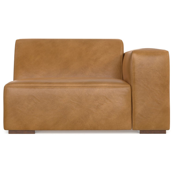 HomeRoots 44" Sienna Leather Modular Sofa - Stylish, Contemporary Comfort with Brown Legs for Modern Living Spaces 641034