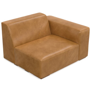HomeRoots 44" Sienna Leather Modular Sofa - Stylish, Contemporary Comfort with Brown Legs for Modern Living Spaces 641034