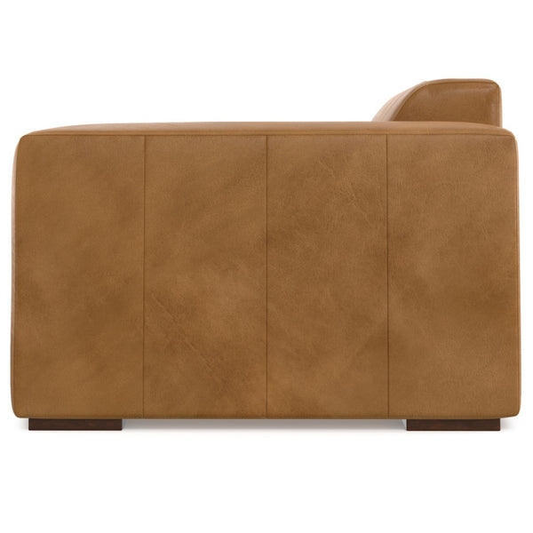 HomeRoots 44" Sienna Leather Modular Sofa - Stylish, Contemporary Comfort with Brown Legs for Modern Living Spaces 641034