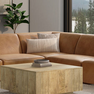 HomeRoots 38" Sienna Leather Modular Sofa - Chic Design with Supportive Comfort & Stylish Brown Legs for All Rooms 641035