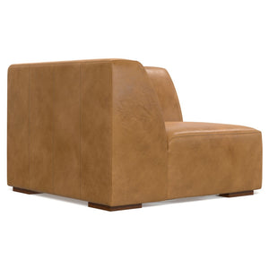 HomeRoots 38" Sienna Leather Modular Sofa - Chic Design with Supportive Comfort & Stylish Brown Legs for All Rooms 641035