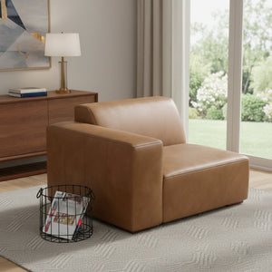 HomeRoots 44" Brown Leather Modular Sofa - Luxurious Comfort, Stylish Design, Versatile Arrangement for Any Space 641036