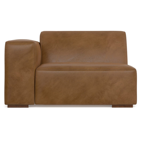 HomeRoots 44" Brown Leather Modular Sofa - Luxurious Comfort, Stylish Design, Versatile Arrangement for Any Space 641036