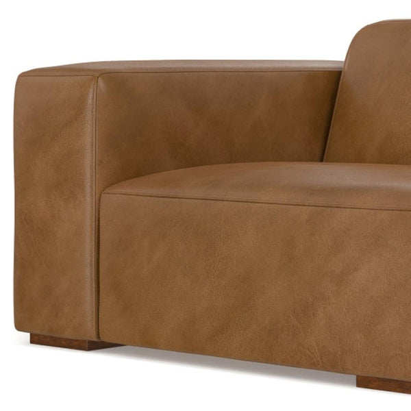 HomeRoots 44" Brown Leather Modular Sofa - Luxurious Comfort, Stylish Design, Versatile Arrangement for Any Space 641036