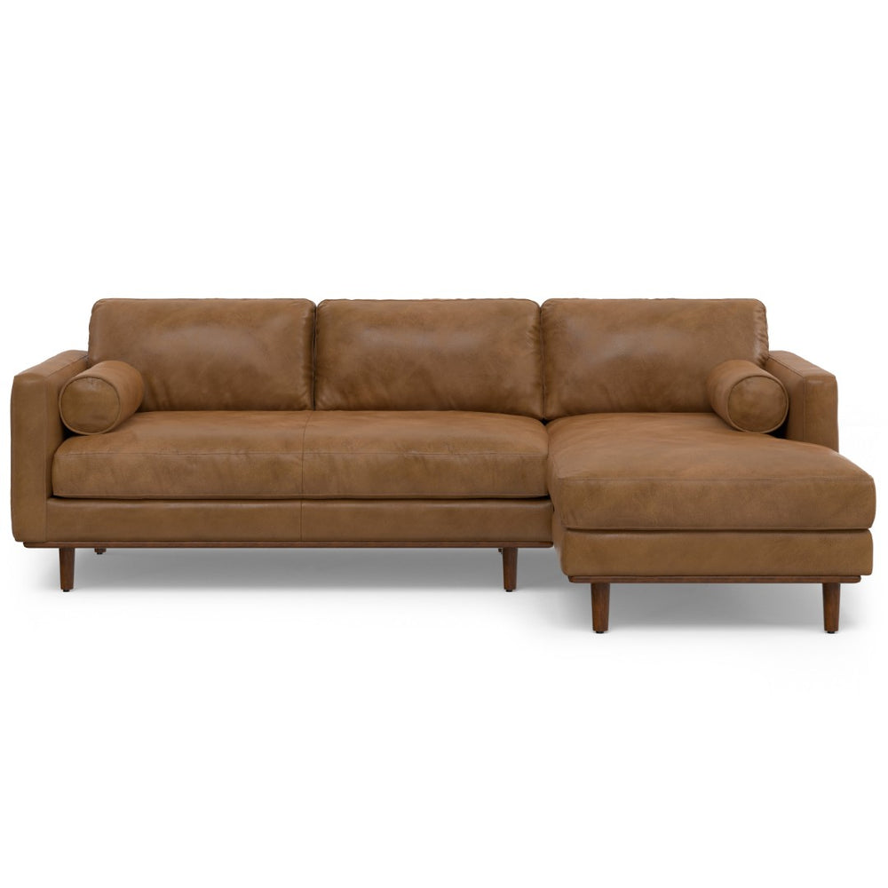 HomeRoots 102" Brown Leather Sofa - Luxurious Comfort Meets Mid-Century Modern Style, Perfect for Any Living Space! 641037