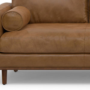 HomeRoots 102" Brown Leather Sofa - Luxurious Comfort Meets Mid-Century Modern Style, Perfect for Any Living Space! 641037