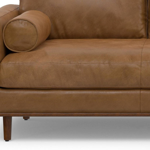 HomeRoots 102" Brown Leather Sofa - Luxurious Comfort Meets Mid-Century Modern Style, Perfect for Any Living Space! 641037