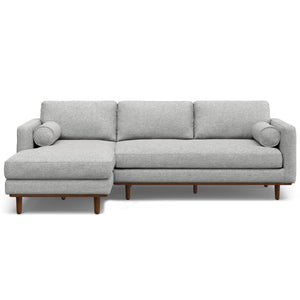 HomeRoots 102" Gray Fabric Sofa with Elegant Brown Legs - Mid-Century Modern Style for Comfortable Living Spaces 641038