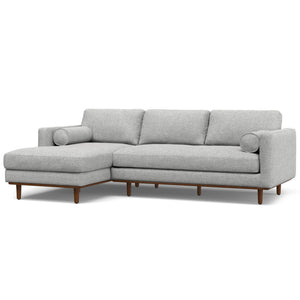 HomeRoots 102" Gray Fabric Sofa with Elegant Brown Legs - Mid-Century Modern Style for Comfortable Living Spaces 641038