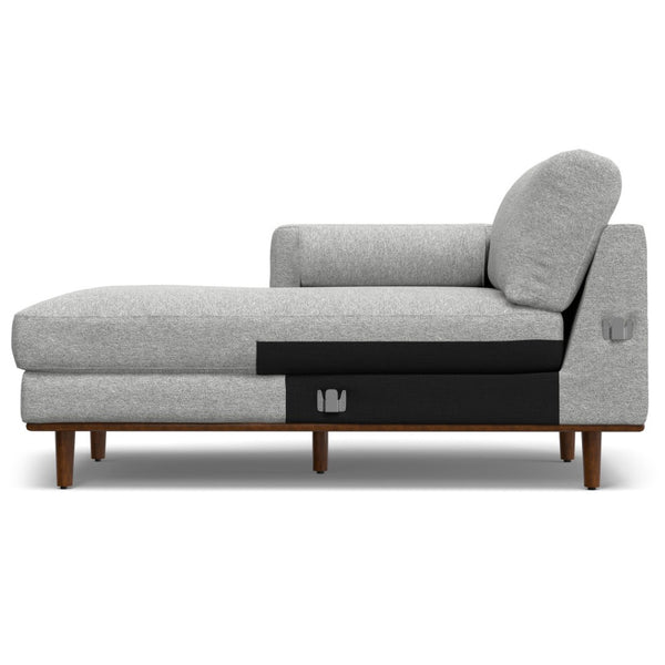 HomeRoots 102" Gray Fabric Sofa with Elegant Brown Legs - Mid-Century Modern Style for Comfortable Living Spaces 641038