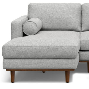 HomeRoots 102" Gray Fabric Sofa with Elegant Brown Legs - Mid-Century Modern Style for Comfortable Living Spaces 641038