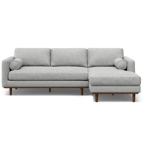 HomeRoots 102" Gray Fabric Sofa with Elegant Brown Legs - Mid-Century Modern Style for Comfortable Living Spaces 641038