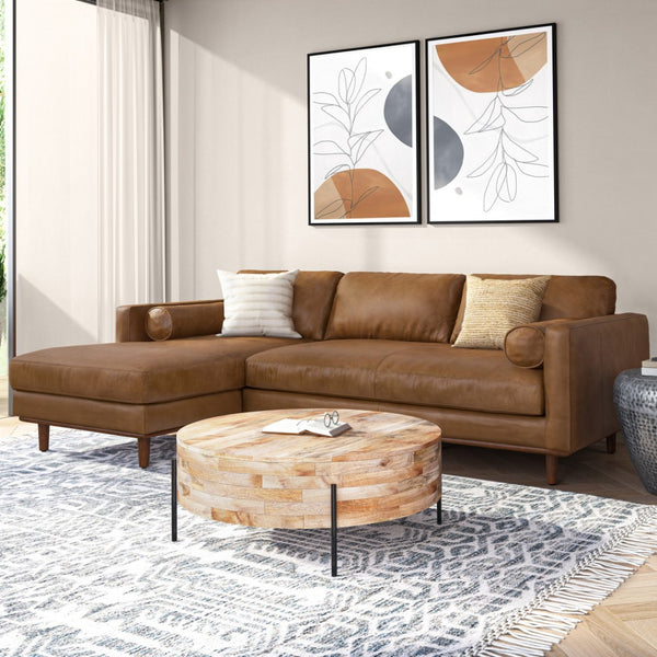 HomeRoots 102" Brown Leather Sofa - Mid-Century Modern Elegance with Plush Comfort for Stylish Living Spaces 641039