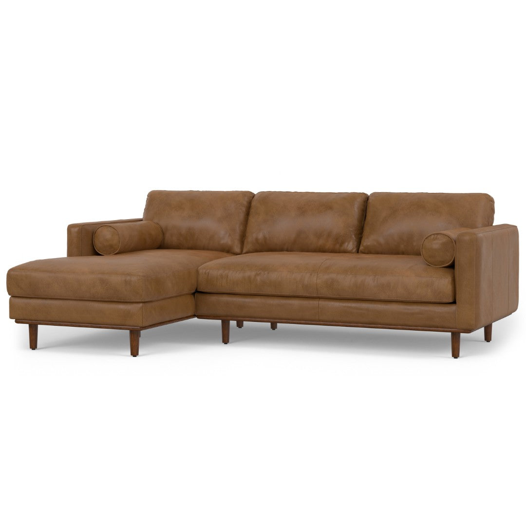 HomeRoots 102" Brown Leather Sofa - Mid-Century Modern Elegance with Plush Comfort for Stylish Living Spaces 641039