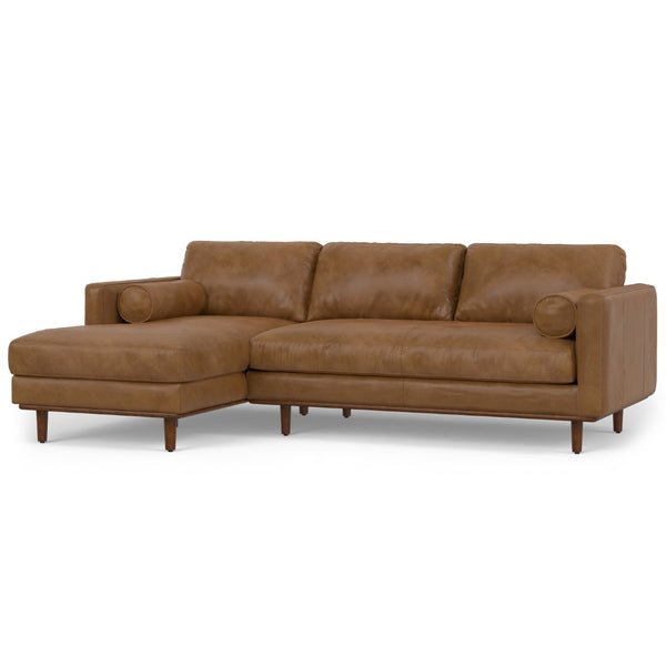 HomeRoots 102" Brown Leather Sofa - Mid-Century Modern Elegance with Plush Comfort for Stylish Living Spaces 641039
