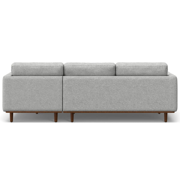 HomeRoots 102" Gray Fabric Sofa with Brown Legs - Mid-Century Modern Design for Comfortable, Elegant Living Spaces 641040