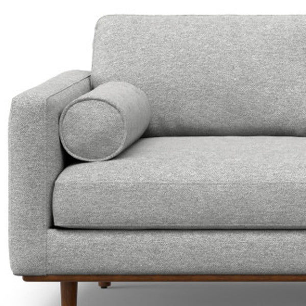 HomeRoots 102" Gray Fabric Sofa with Brown Legs - Mid-Century Modern Design for Comfortable, Elegant Living Spaces 641040