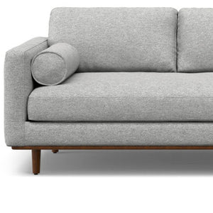 HomeRoots 102" Gray Fabric Sofa with Brown Legs - Mid-Century Modern Design for Comfortable, Elegant Living Spaces 641040