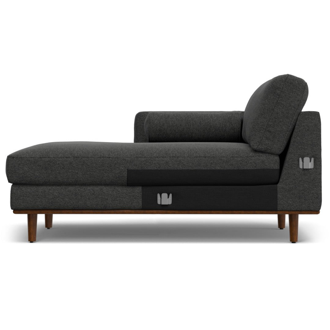 HomeRoots 102" Gray Fabric Sofa - Mid-Century Modern Elegance with Tufted Back & Brown Legs for Comfort 641041