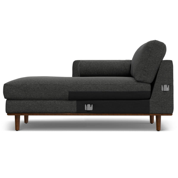 HomeRoots 102" Gray Fabric Sofa - Mid-Century Modern Elegance with Tufted Back & Brown Legs for Comfort 641041