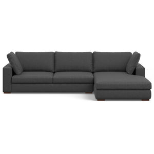 HomeRoots 122" Modern L-Shaped Gray Fabric Sofa with Brown Legs – Stylish, Durable, Comfortable Seating for 4 641042