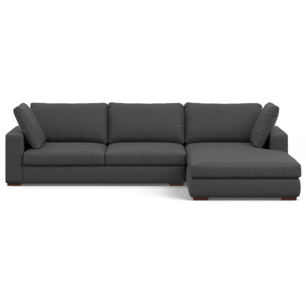 HomeRoots 122" Modern L-Shaped Gray Fabric Sofa with Brown Legs – Stylish, Durable, Comfortable Seating for 4 641042