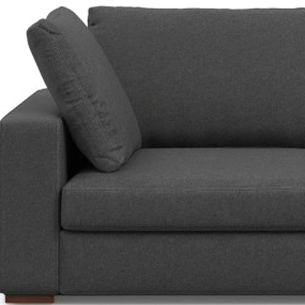 HomeRoots 122" Modern L-Shaped Gray Fabric Sofa with Brown Legs – Stylish, Durable, Comfortable Seating for 4 641042