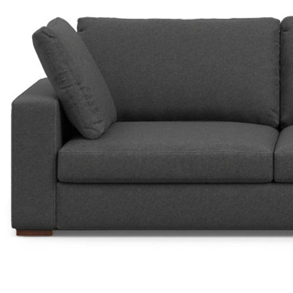 HomeRoots 122" Modern L-Shaped Gray Fabric Sofa with Brown Legs – Stylish, Durable, Comfortable Seating for 4 641042