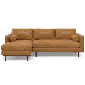 HomeRoots 102" Sienna Leather Sofa – Mid-Century Modern Elegance with Plush Comfort and Durable Brown Legs 641043