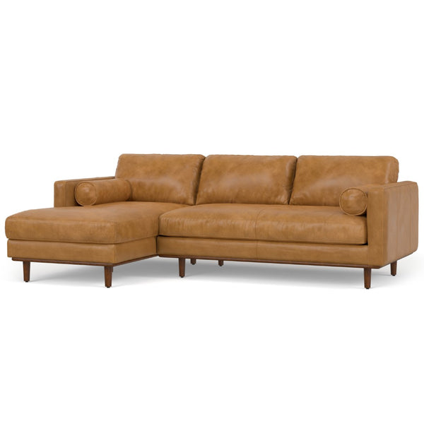 HomeRoots 102" Sienna Leather Sofa – Mid-Century Modern Elegance with Plush Comfort and Durable Brown Legs 641043