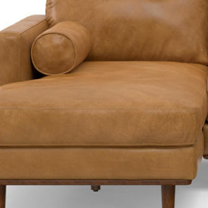 HomeRoots 102" Sienna Leather Sofa – Mid-Century Modern Elegance with Plush Comfort and Durable Brown Legs 641043
