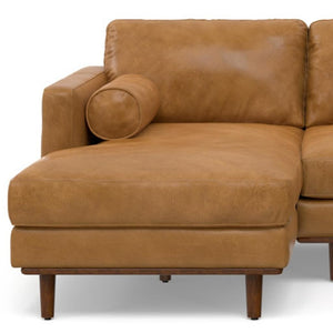 HomeRoots 102" Sienna Leather Sofa – Mid-Century Modern Elegance with Plush Comfort and Durable Brown Legs 641043