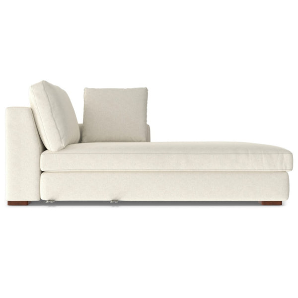 HomeRoots 122" Cream Fabric Sofa - Modern L-Shaped Sectional with Tufted Design & Brown Legs for Comfort 641044