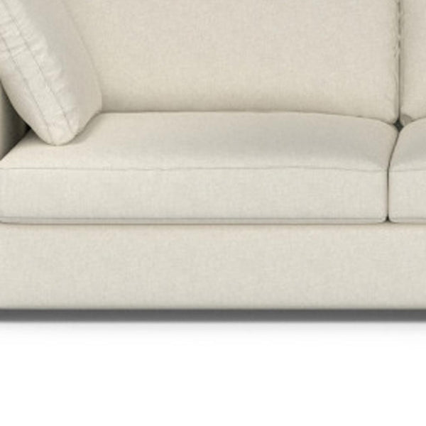 HomeRoots 122" Cream Fabric Sofa - Modern L-Shaped Sectional with Tufted Design & Brown Legs for Comfort 641044