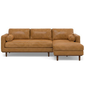 HomeRoots 102" Sienna Leather Sofa - Mid-Century Modern Design with Tufted Back & Brown Legs for Luxe Comfort 641045