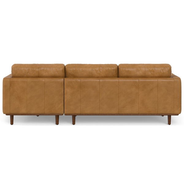 HomeRoots 102" Sienna Leather Sofa - Mid-Century Modern Design with Tufted Back & Brown Legs for Luxe Comfort 641045