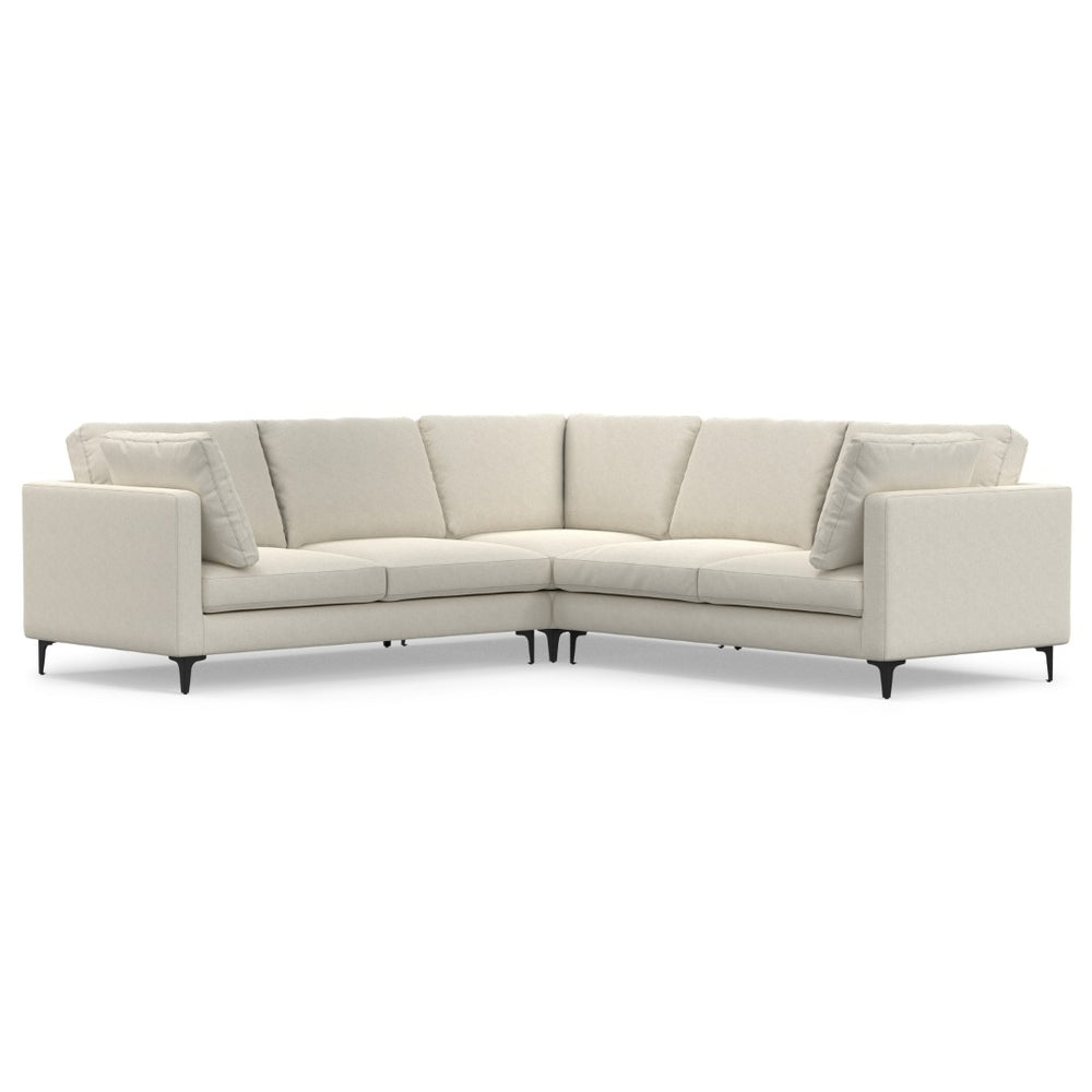 HomeRoots 102" Cream Fabric Sofa - Mid-Century Modern Design with Removable Cushions & Sturdy Black Legs 641046
