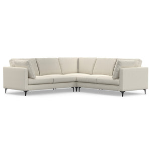 HomeRoots 102" Cream Fabric Sofa - Mid-Century Modern Design with Removable Cushions & Sturdy Black Legs 641046