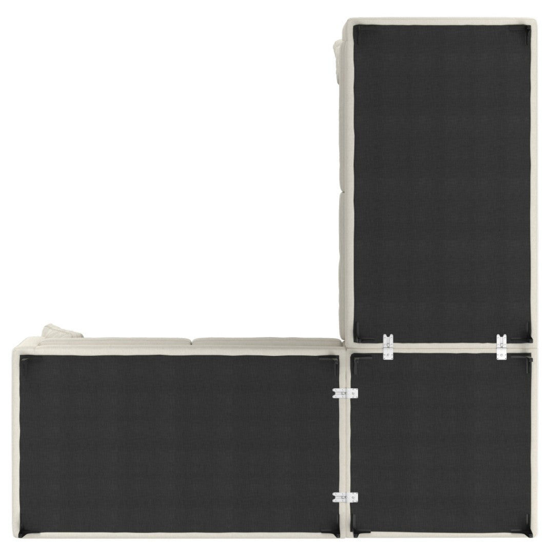 HomeRoots 102" Cream Fabric Sofa - Mid-Century Modern Design with Removable Cushions & Sturdy Black Legs 641046