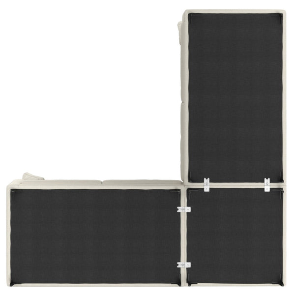 HomeRoots 102" Cream Fabric Sofa - Mid-Century Modern Design with Removable Cushions & Sturdy Black Legs 641046