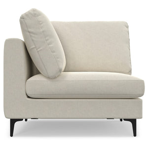HomeRoots 102" Cream Fabric Sofa - Mid-Century Modern Design with Removable Cushions & Sturdy Black Legs 641046
