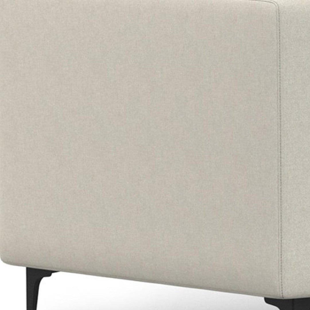 HomeRoots 102" Cream Fabric Sofa - Mid-Century Modern Design with Removable Cushions & Sturdy Black Legs 641046