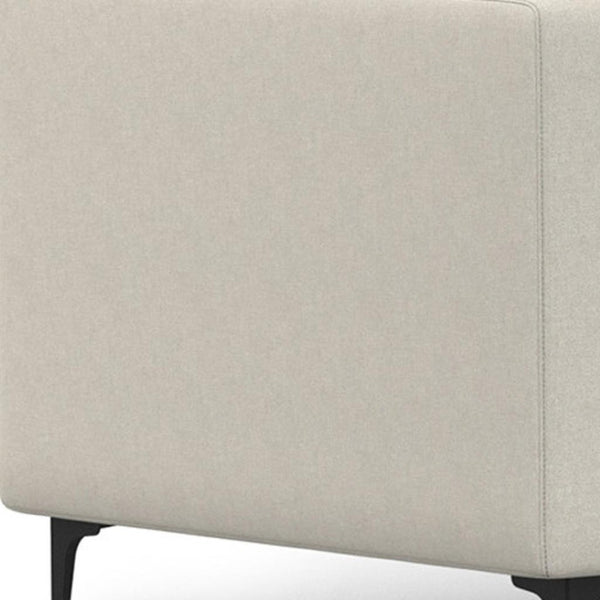 HomeRoots 102" Cream Fabric Sofa - Mid-Century Modern Design with Removable Cushions & Sturdy Black Legs 641046